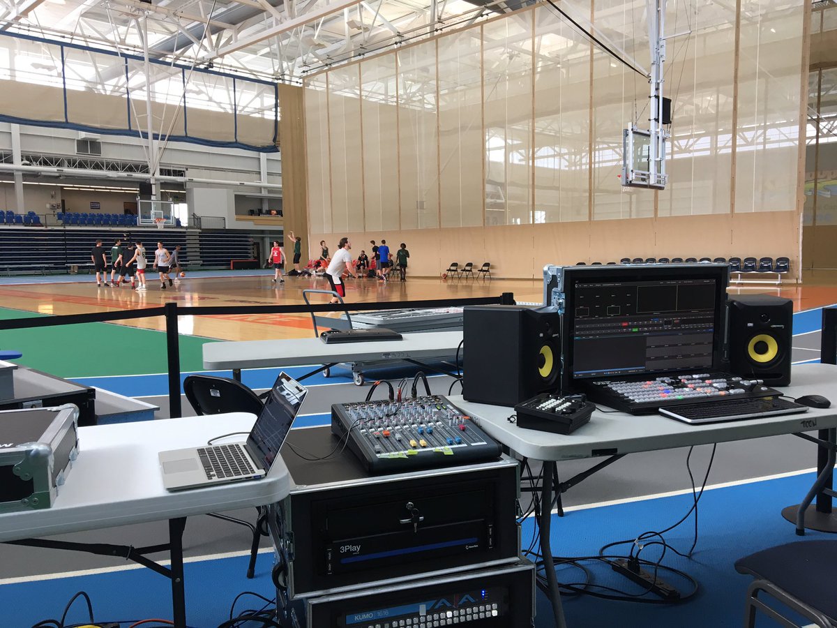 sportcastca's tweet photo. Setup for @CanBball U15 &amp; U17 Boy’s National Basketball Championships has begun in #Kamloops at the Tournament Capital Centre. https://t.co/7JvzlkHmZd