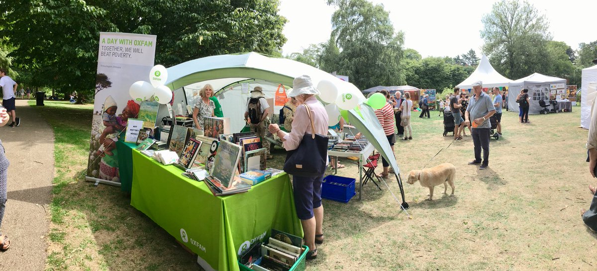 Really great day at Art in the Park festival. Great atmosphere! Many thanks to those volunteers who worked in very hot temperatures today and to those who kept the shop open all day. 
All again tomorrow!#AITP #LoveLeam #OxfamGB #oxfamvolunteers #art