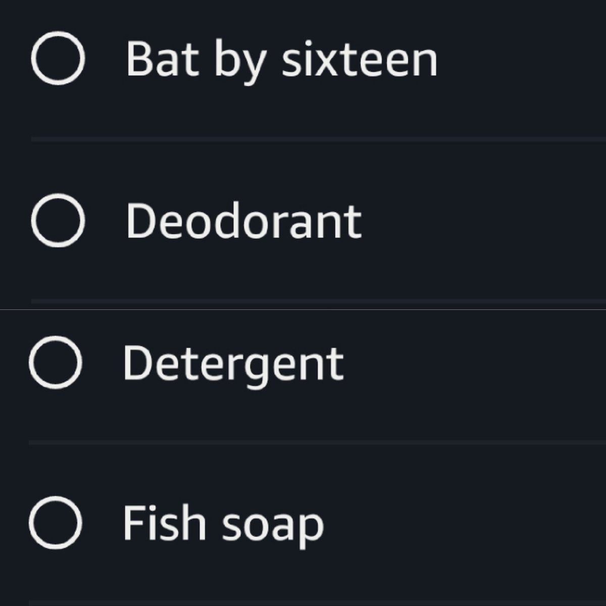 kipptribble's tweet photo. Clearly we need to double check what Alexa is putting on our shopping list. Although we were out of fish soap, we still have plenty of bat by sixteen.
.
.
.
.
#alexa #echoshow #amazon #shopping #wtf #speakclearly #fishsoap #ihavenoidea https://t.co/6oi3os2euo