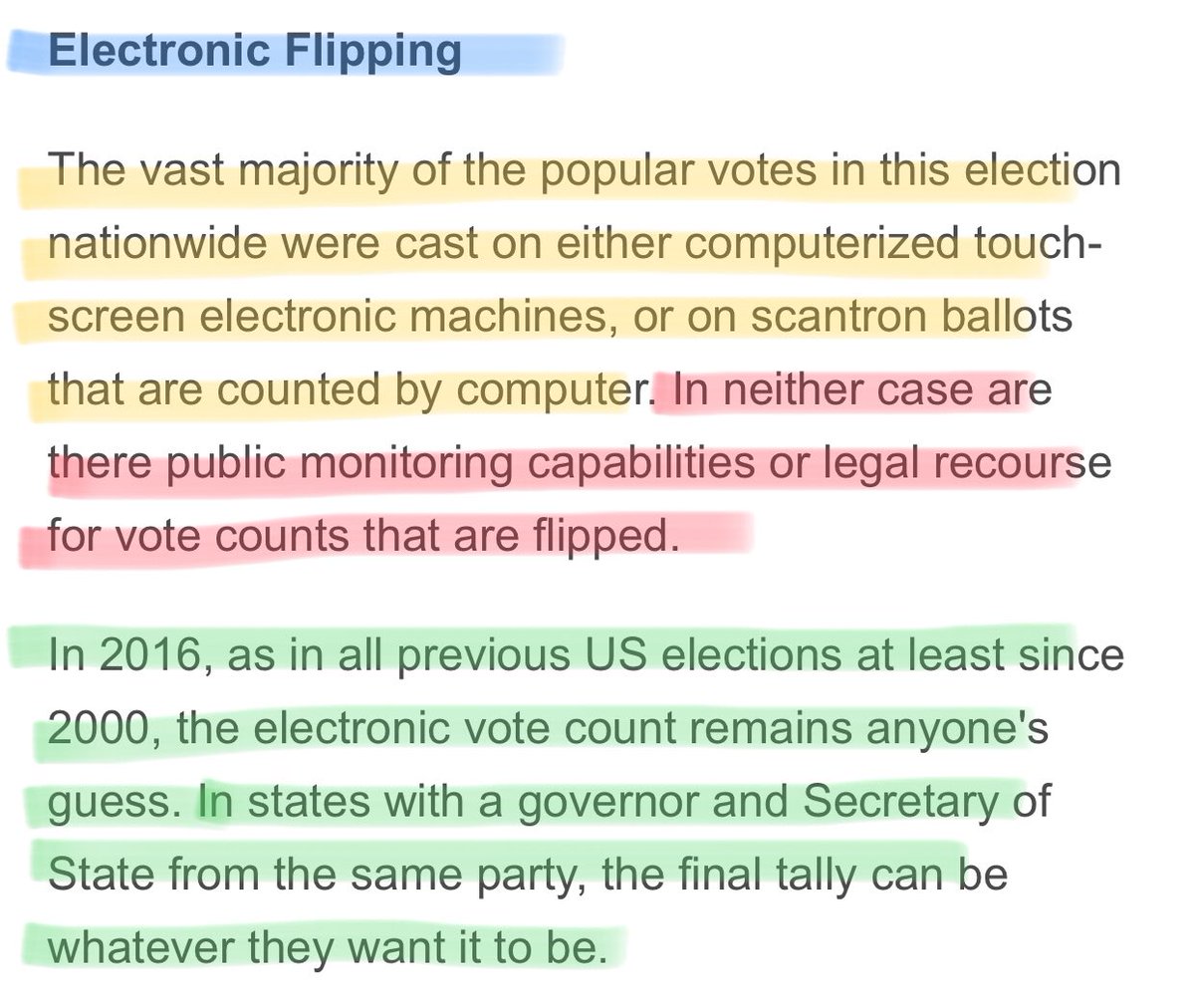 The truth is, our election machines are vulnerable and need an overhaul.  @comey said that they had NOT seen evidence that votes were changed. In other words a vote for Clinton stayed as a vote for Clinton. But that doesn’t mean the tallying was honest...