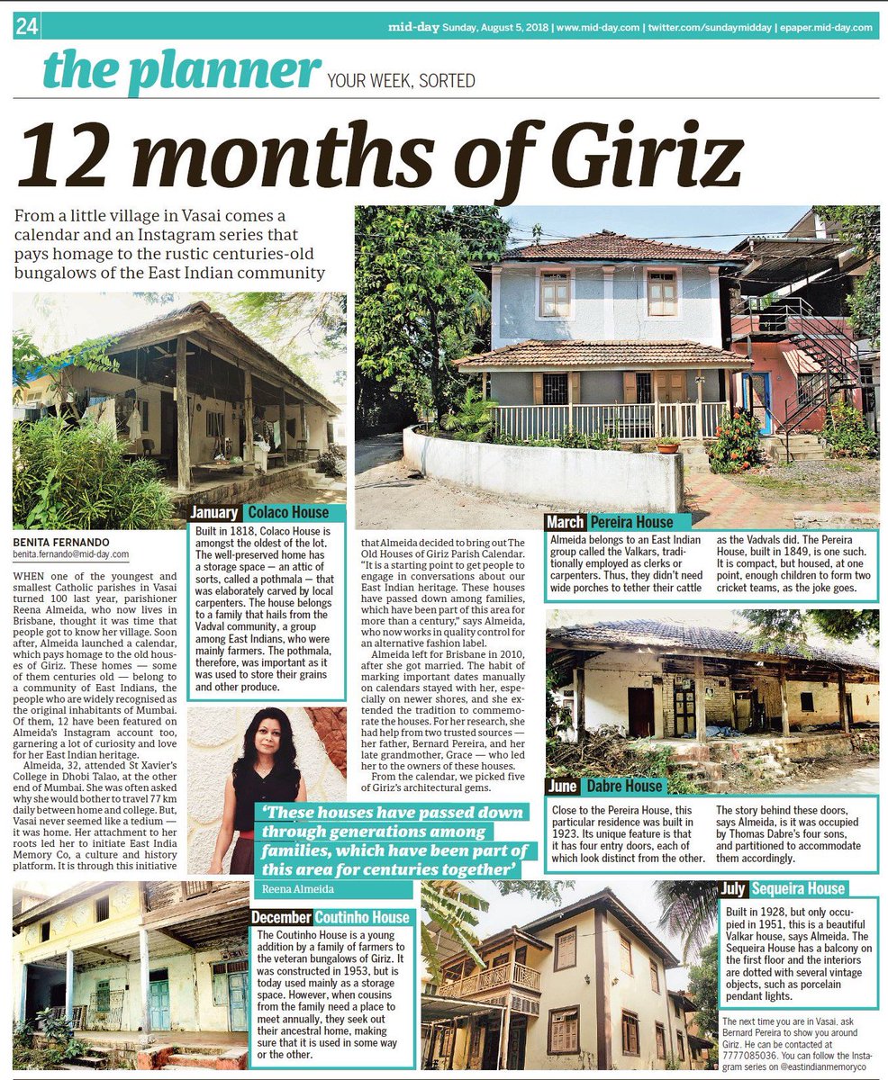 Happy Sunday! When Benita Fernando of the Sunday Mid-Day chatted with me  about EIMC's little art project on the old East Indian houses in a small  village in #Vasai, I had no, image size:986x1200