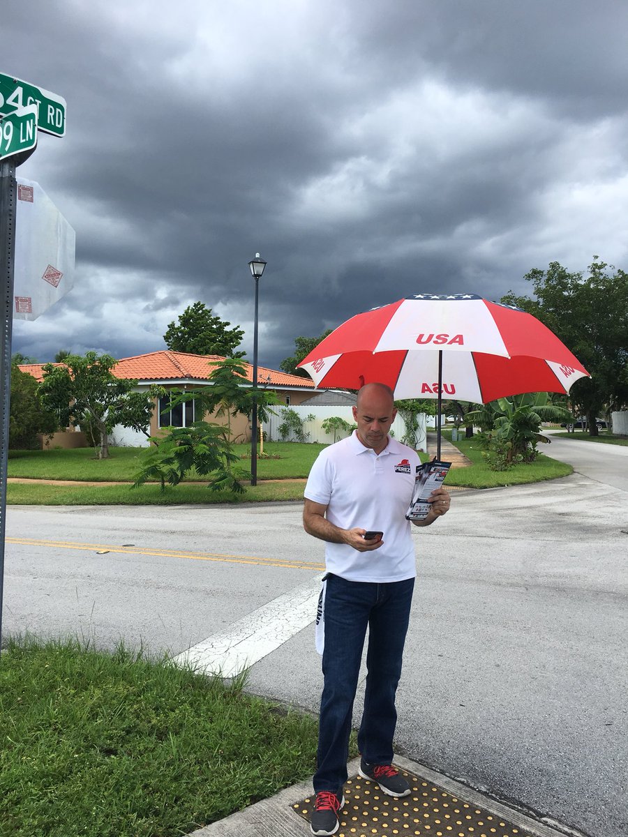 When it pours, #TeamPerez keeps pushing. Meeting voters where they are, whatever the weather. #bluewave