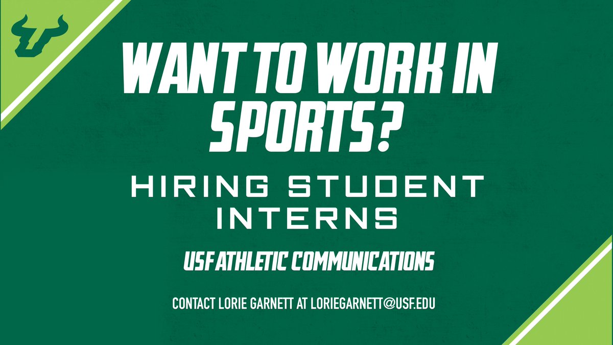 USFAthletics's tweet photo. ๐จ ANOTHER opportunity available ๐จ
Looking for undergraduate students interested in communications, public relations and media relations for exciting internship opportunities within athletics! Email Lorie Garnett if interested and reference this post! loriegarnett@usf.edu ๐ค https://t.co/myYtUDqmFp