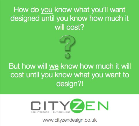CityzenDesign's tweet photo. “How much should I budget for my project?” Tough question to answer BUT if you know how much £ you have available to spend, we can help you work out exactly what you want to achieve within that budget : ) #DreadedQuestion #Catch22 #BuildBudget #DesignBrief #HereToHelp https://t.co/PenRYlhsj9