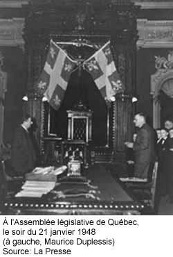 Maurice Duplessis à l'Assemblée législative, le soir de l'adoption du drapeau fleurdelisé,1948 #histoire #assnat