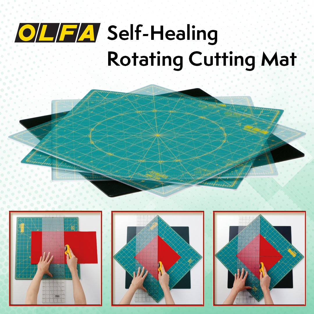 AxusDecor's tweet image. The self-healing rotating cutting mat self-heals surface cuts, so you can keep using the mat for a very long time. It also protects the surface underneath and extends the life of blades. #olfa #cuttingmat #madeinjapan #theoriginatorsince1956 #selfhealing #rotating #handy