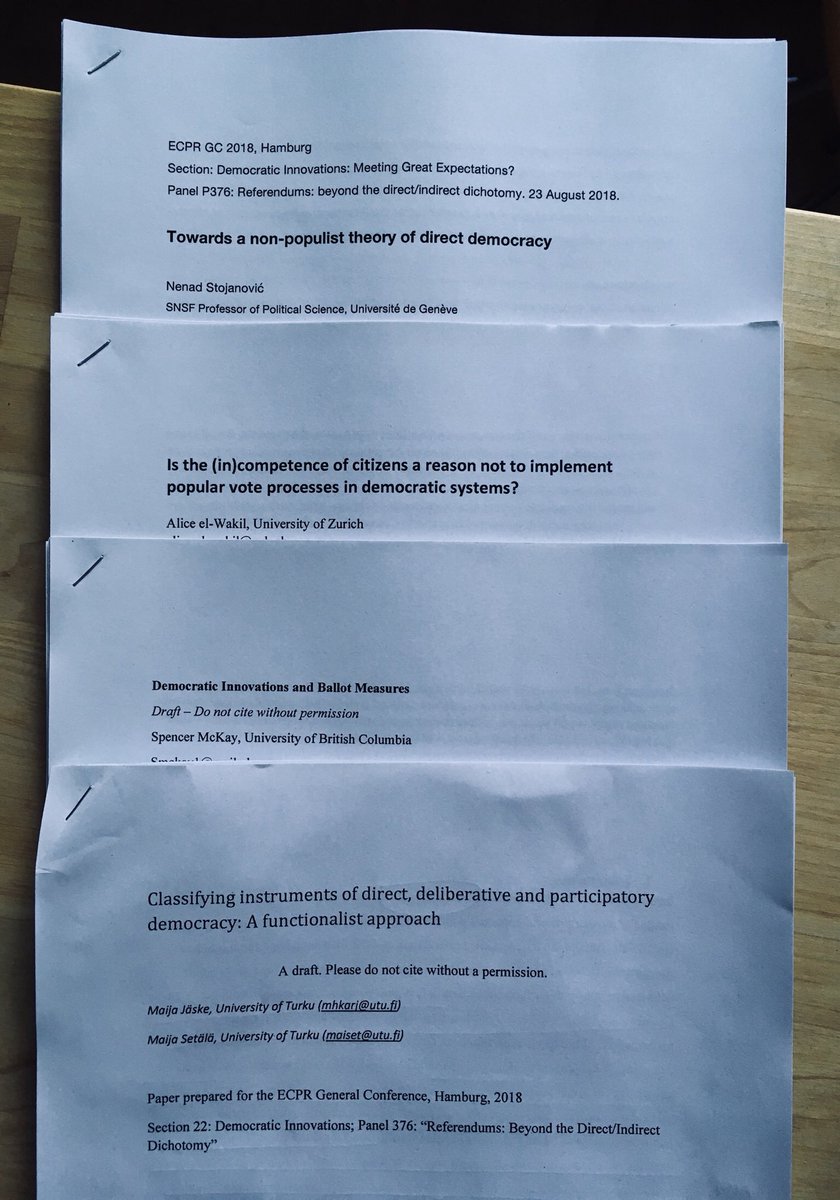 anewq's tweet image. Sneak preview of the papers for our #ecprconf18 panel “Referendums: beyond the direct/indirect dichotomy” 🎉 @ECPR Thursday, Aug. 23, 11:00-12:40, VMP 8 floor 2 room 205
m.ecpr.eu/Events/PanelDe… #DemInno