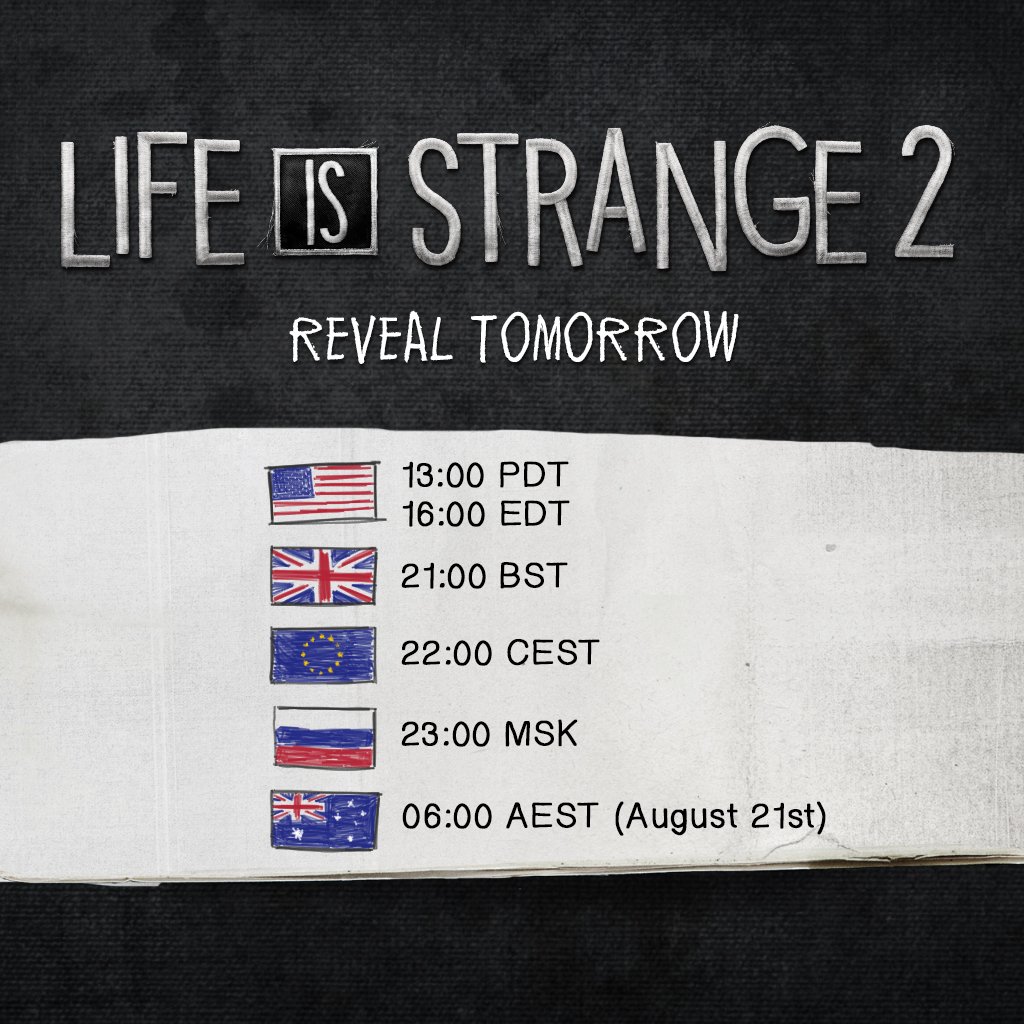 LifeIsStrange's tweet photo. #LifeisStrange2 will be revealed tomorrow.  

 Here's a countdown: https://t.co/U2JmPfVX3X https://t.co/hTmIo9JcDY