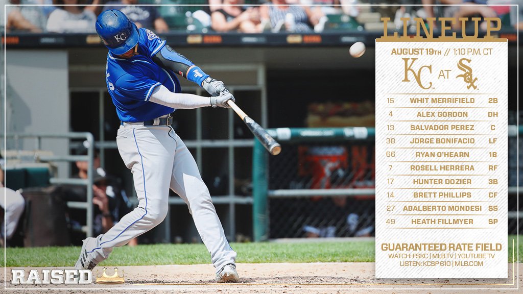 Here is how the #Royals line up for today's rubber game in Chicago. #RaisedRoyal https://t.co/GthHtpcKB0