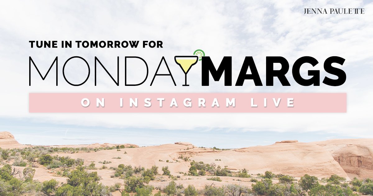 JennaPaulette's tweet photo. Come hang with me tomorrow on IG Live for #MondayMargs 🍹Let’s chat music, life and #Mexico 🤗 https://t.co/ehVfLN2iSp