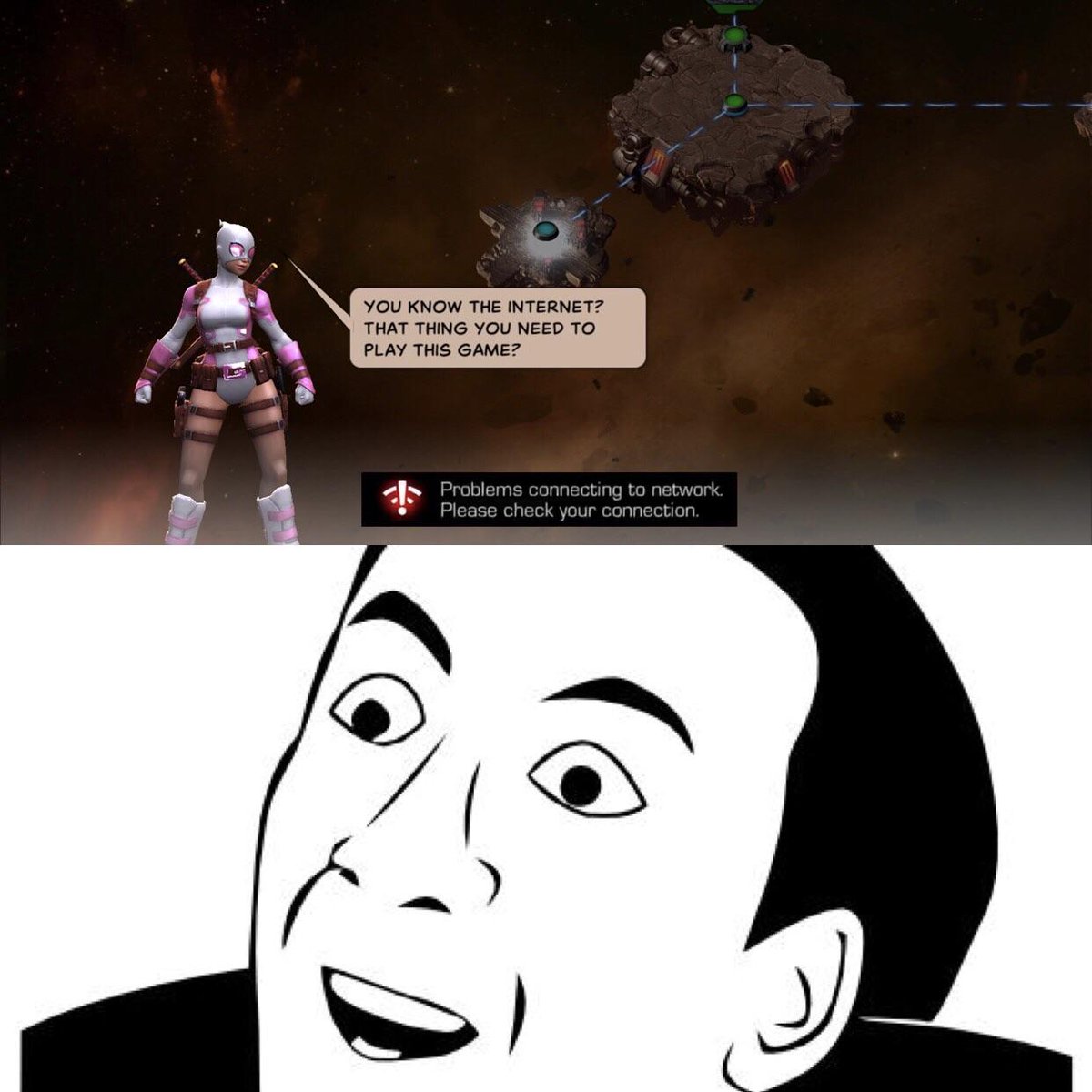 MCoCTrucos's tweet photo. You know the internet? That thing you need to play this game? 🤷‍♂️

🎮Via u/Jeynarl

#Marvel #ContestofChampions #MCoC #Kabam https://t.co/DzMS59nGPk
