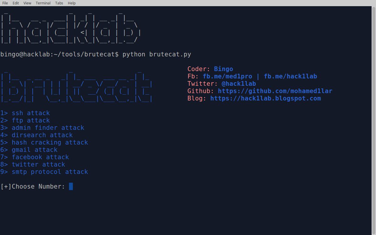 itsbing0o's tweet image. BruteCat الاصدار التجريبي :D
 github.com/mohamed1lar/Br…
 twitter, gmail, instagram: في الاصدار القادم ان شاء الله :p
#hack1lab #brute_force #python