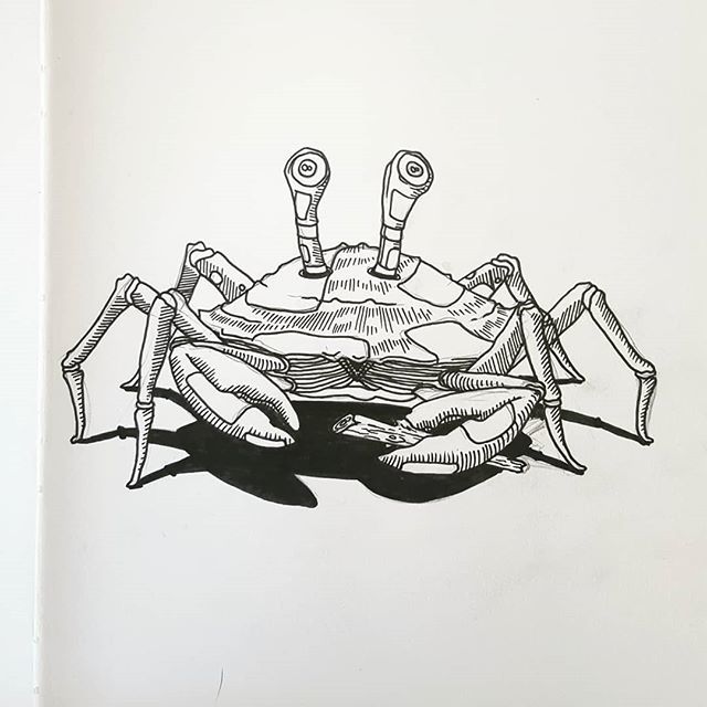 Srapcrab summer ☀️.
.
.
.
.
.
#pen #illustration #water #instaart #storytelling #artistoninstagram #artist #illustration #sureal #crab  #illustrationartist #scrapdog #sketch #sketchbook #ink ift.tt/2MZUoDh