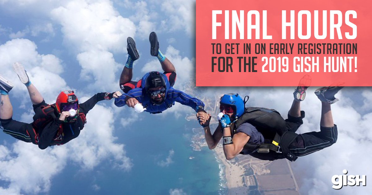GISH's tweet photo. The clock is ticking so take the leap… 2019 GISH Early Registration is open until August 20 at 10 PM PT! https://t.co/H7piHYTOMZ https://t.co/jAOJWbCgzC