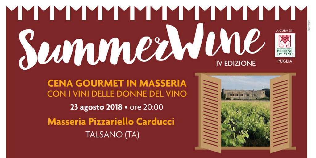 Il #Summerwine delle <a href="/DonneVinoPuglia/">DonnedelVino_Puglia</a> si avvicina: ancora pochi giorni per prenotare una cena gourmet in masseria, con più di 20 vini in degustazione, la musica di <a href="/odietamobrand/">odietamo</a> e tante sorprese.  🍷😍 #cultoridelvino #wine #Puglia