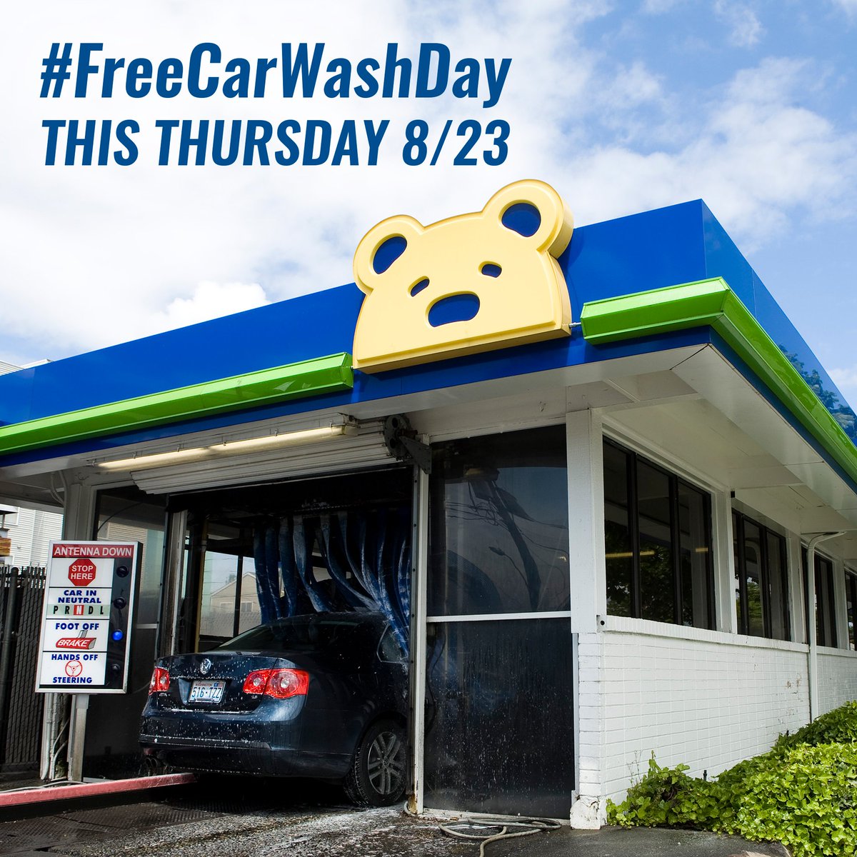BrownBear's tweet photo. Free Car Wash Day is just a few days away! 

Don't miss your chance at a free car wash this Thursday, August 23rd at any of our tunnel locations. Plus, post a photo on Instagram or Twitter using the hashtag #FreeCarWashDay for a chance to win a full year of free washes! https://t.co/eV7eOUE1om