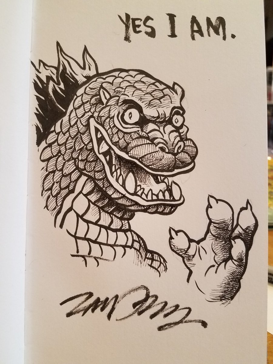 Sketch no. 1 from #Autoptic, answering the question for @DrIsaacCates : is Godzilla a dragon?