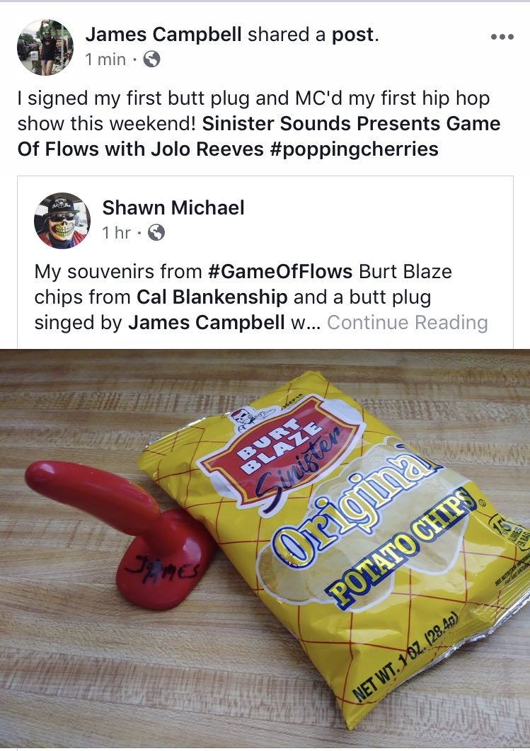 WHOtheFisJC's tweet photo. I signed my first butt plug and MC'd my first hip hop show this weekend! #SinisterSounds #GameOfFlows with @BurtBlaze #accomplishments🎖🏅 https://t.co/5avtLqyWOx