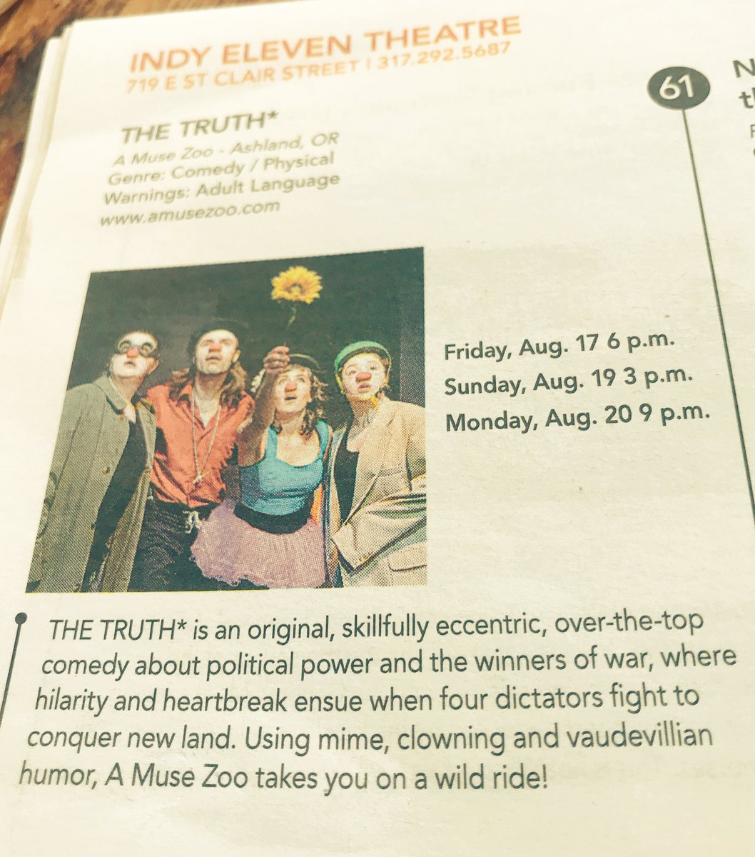 TWO more chances, <a href="/indyfringe/">IndyFringe</a>! Come see The Truth* at @ 3:00 at the Indy Eleven Theatre! “This isn’t a Fringe story to miss... and that’s the truth!” - Washington Post 
#indyfringe #indyeleven #indyart #indytheatre