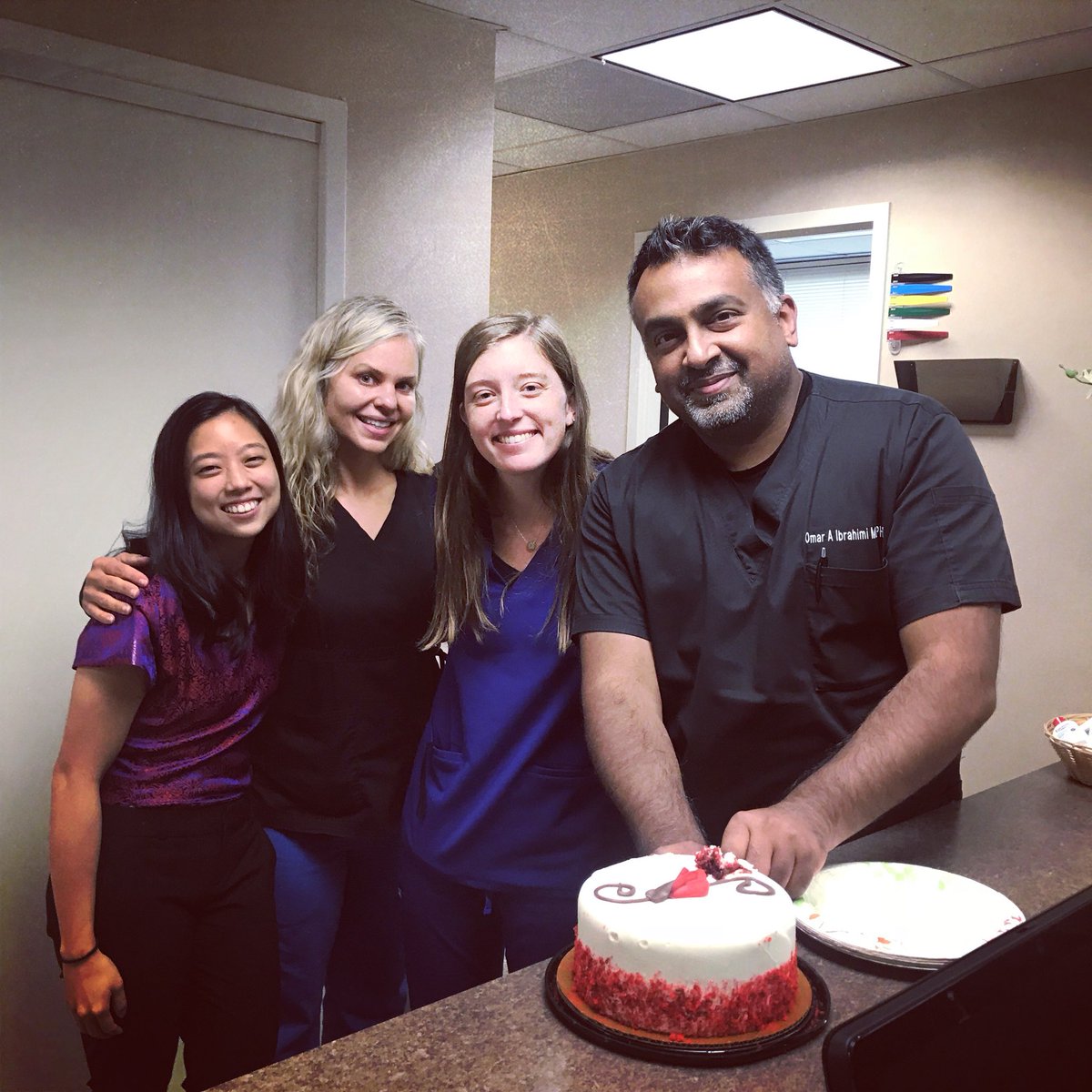 We only had a small fraction of the team in the office today but didn’t want to miss this opportunity to wish Dr. Omar Ibrahimi a very happy birthday. You are not only kind & brilliant but also an amazing teacher and mentor. Thanks for all that you do for our patients and staff