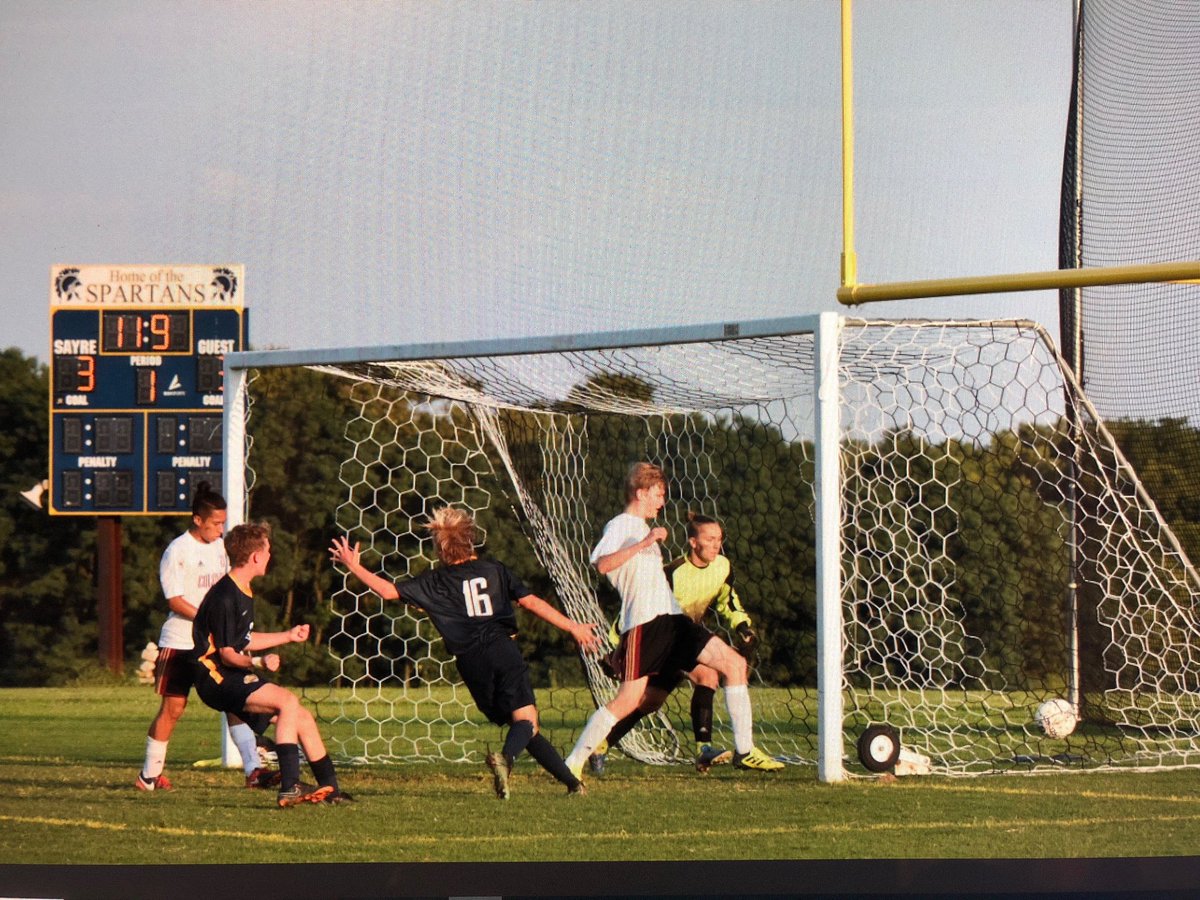SayreSpartansAD's tweet image. Boys Varsity Soccer defeated Bourbon Co 4-3 with the winning goal scored with 10 seconds left by Ren Talbert.  Goals were scored by Levy Deckard, Wick Hallos and Ren Talbert (2).