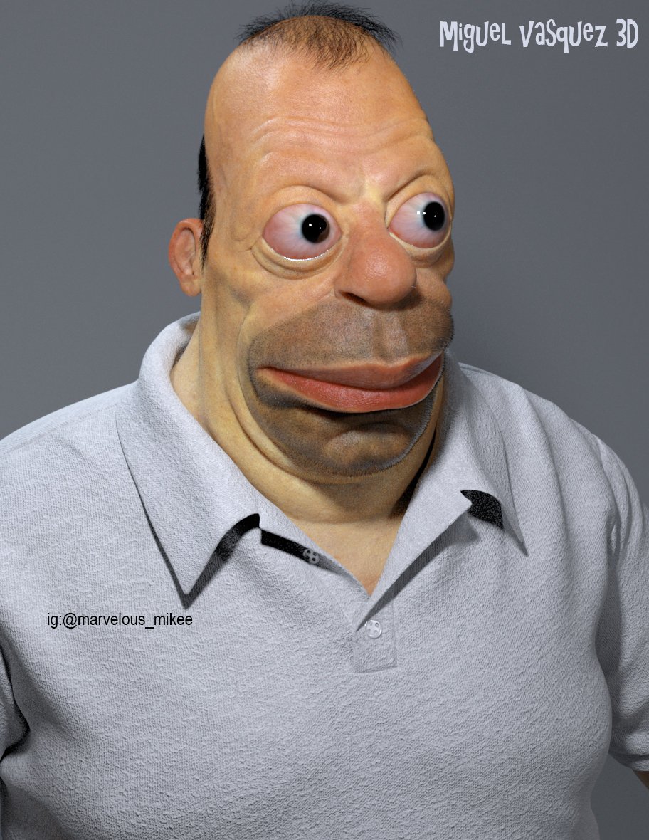 My 3D re-imagining of what Homer Simpson would look like in real life.