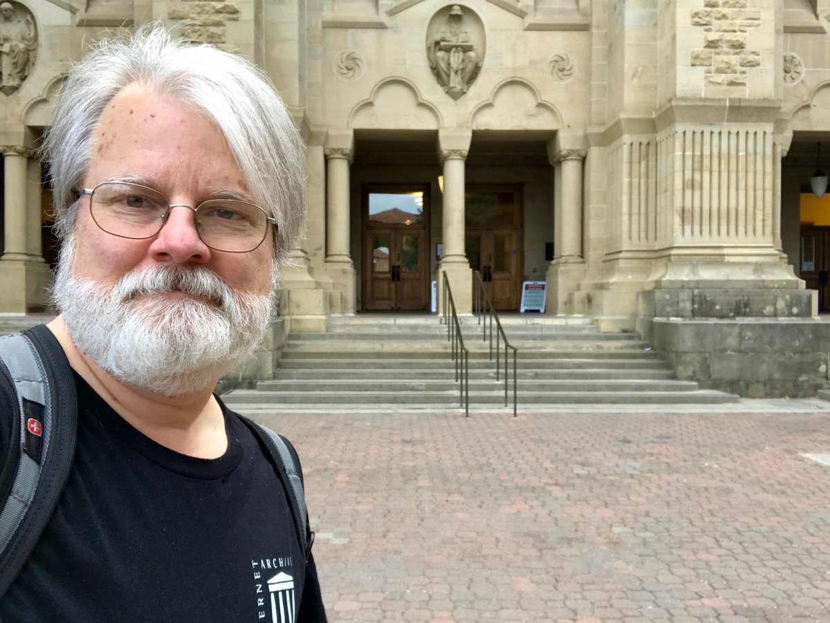 GardnerCampbell's tweet image. Last day of this research trip ⁦@Stanford⁩’s Engelbart Archives. Wearing my ⁦@internetarchive⁩ shirt for luck. #thoughtvectors #openlearning18 #openlearning19