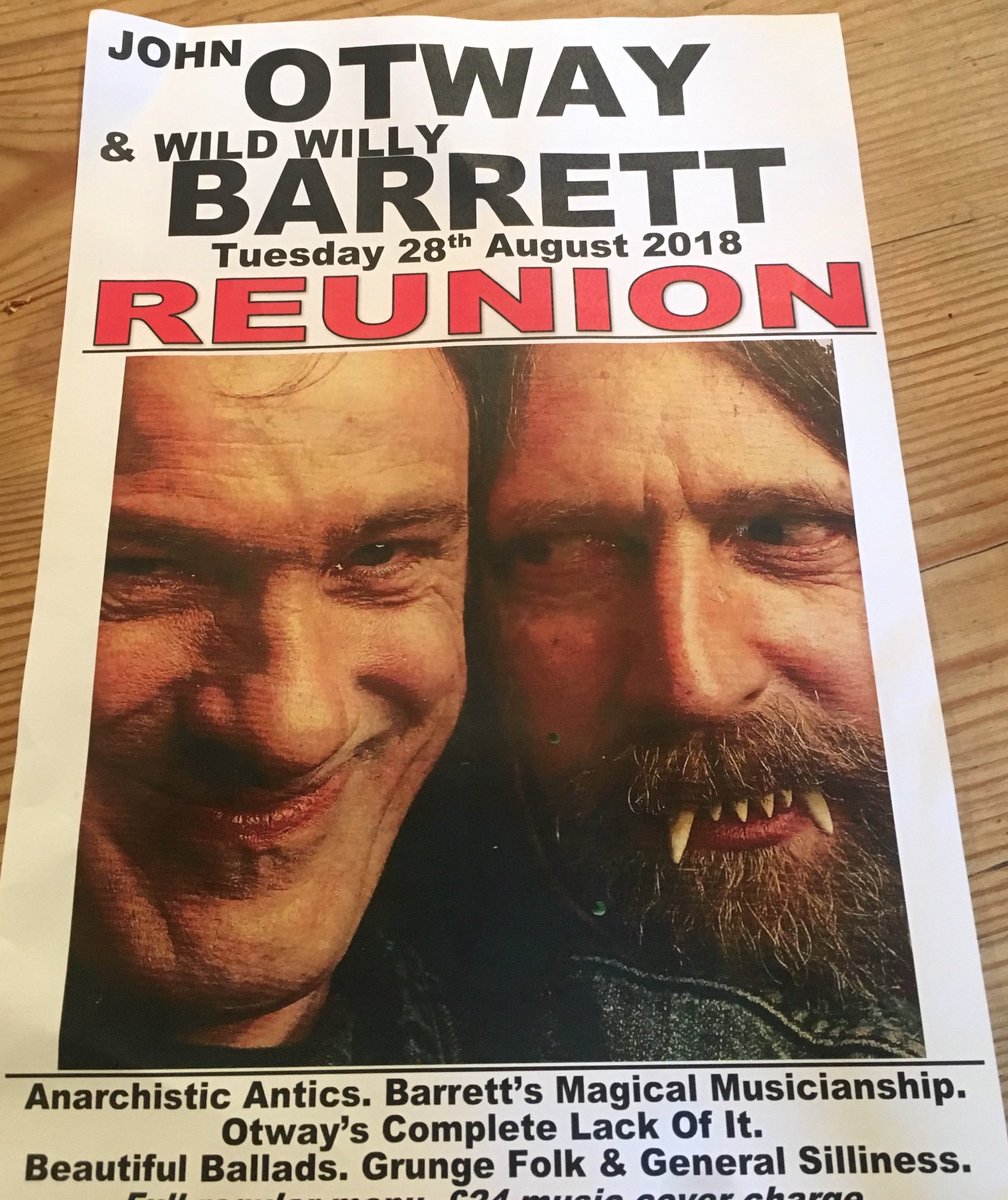 Beautiful ballades, grunge rock and general silliness!

Just over 2 weeks until <a href="/john_otway/">Dr. John Otway</a> <a href="/wldwillybarrett/">Wild Willy Barrett</a> reunion <a href="/crooked_billet/">Crooked Billet</a> Tuesday 28 August call the pub to book 01491 681048