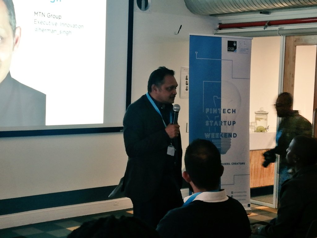 uctgsbsolutions's tweet photo. @MTNGroup exec @Hermansingh_mtn now speaking on this weekend's problem statements. #FintechWeekend #FintechStart #SEW2018 https://t.co/soQHnr28R2