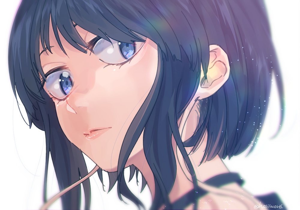 jirou kyouka 1girl solo blue eyes short hair portrait white background looking at viewer  illustration images