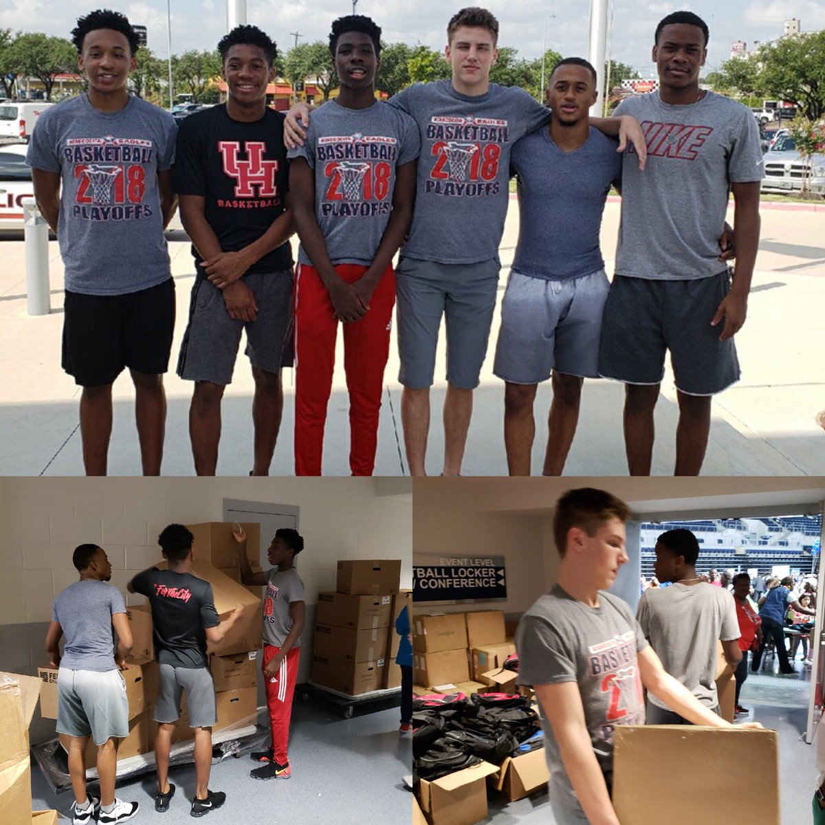 Atascocita 🏀Seniors And Sophs volunteering at the back to school drive. #service #community #team1st