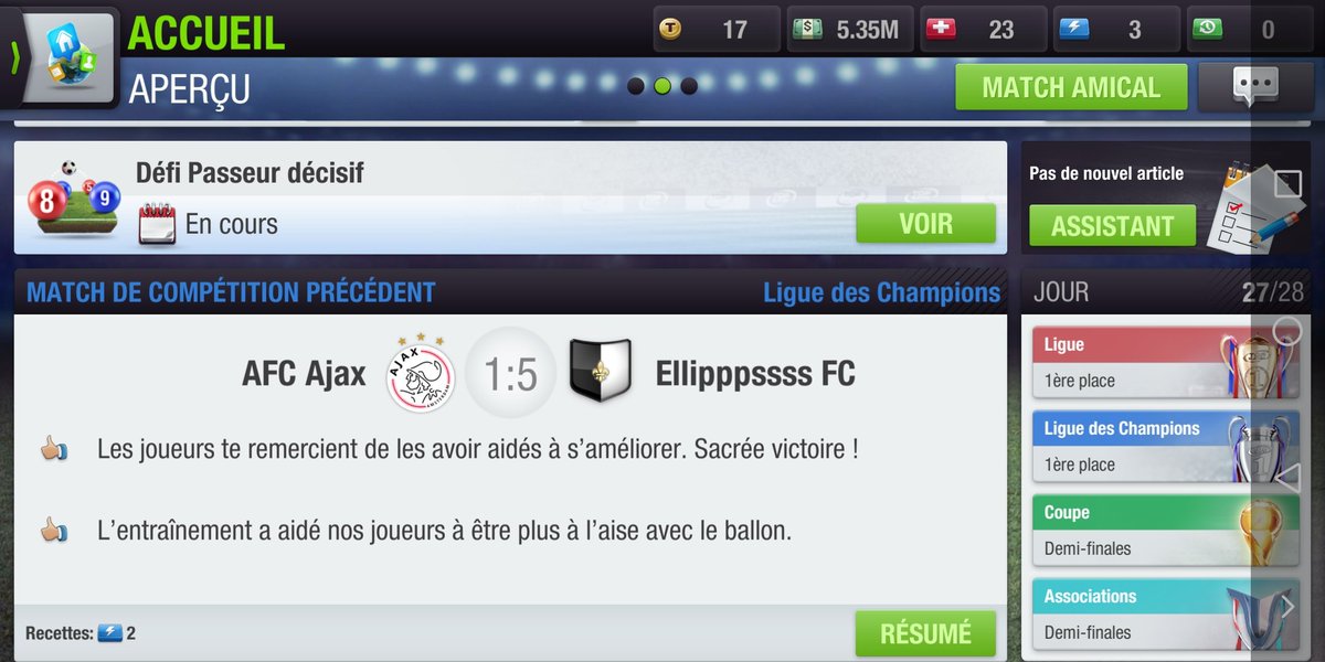 elipppssss's tweet photo. After weeks of absence due to disagreements between the management and the coach, Ellipppssss FC returns to the stage. 
The Club hits a big shot, a picture is better than 1000 explanations.

🇨🇵 Un titre de Ligue 
🇨🇵 Un titre de Ligue des Champions

#TopEleven #topeleven https://t.co/fudu5ZI0CI