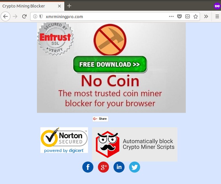 Virus Bulletin on X: 'Coin miner blocker' offered on dodgy website  contains a coin miner   /  X