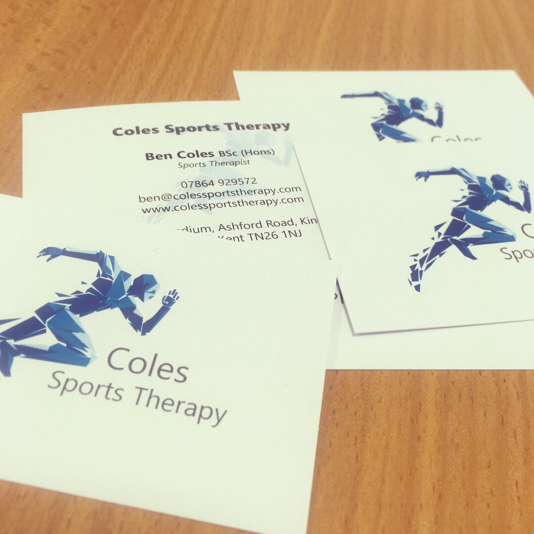 lotusdigiprint's tweet photo. FOLLOW @ColesTherapy - a brand new #SportsTherapist in #Ashford #Kent based at @HomelandsPark - we’re pleased to have recently printed their first set of business cards and also a wall decal 👌🏼 https://t.co/rQzXfSL4Sl