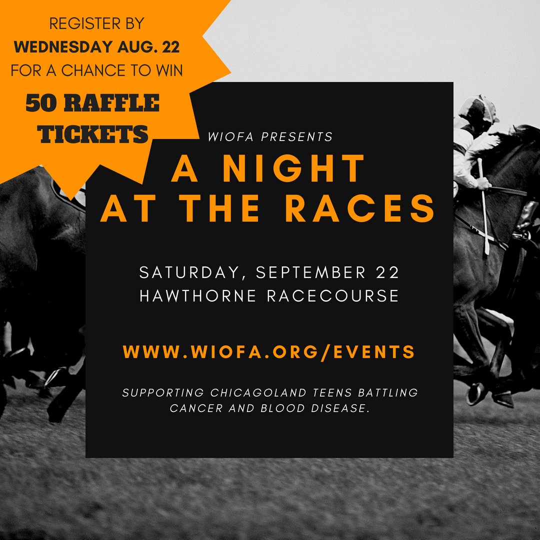 WIOFA's tweet photo. Who will be our lucky winner? We're celebrating 1 month out from A Night at the Races by giving away 50 free raffle tickets! Anyone who registers by 11:59 pm on Wednesday, August 22 will be entered to win so don't delay - register now! 

https://t.co/z7I708h7gX https://t.co/hRrsENEvif