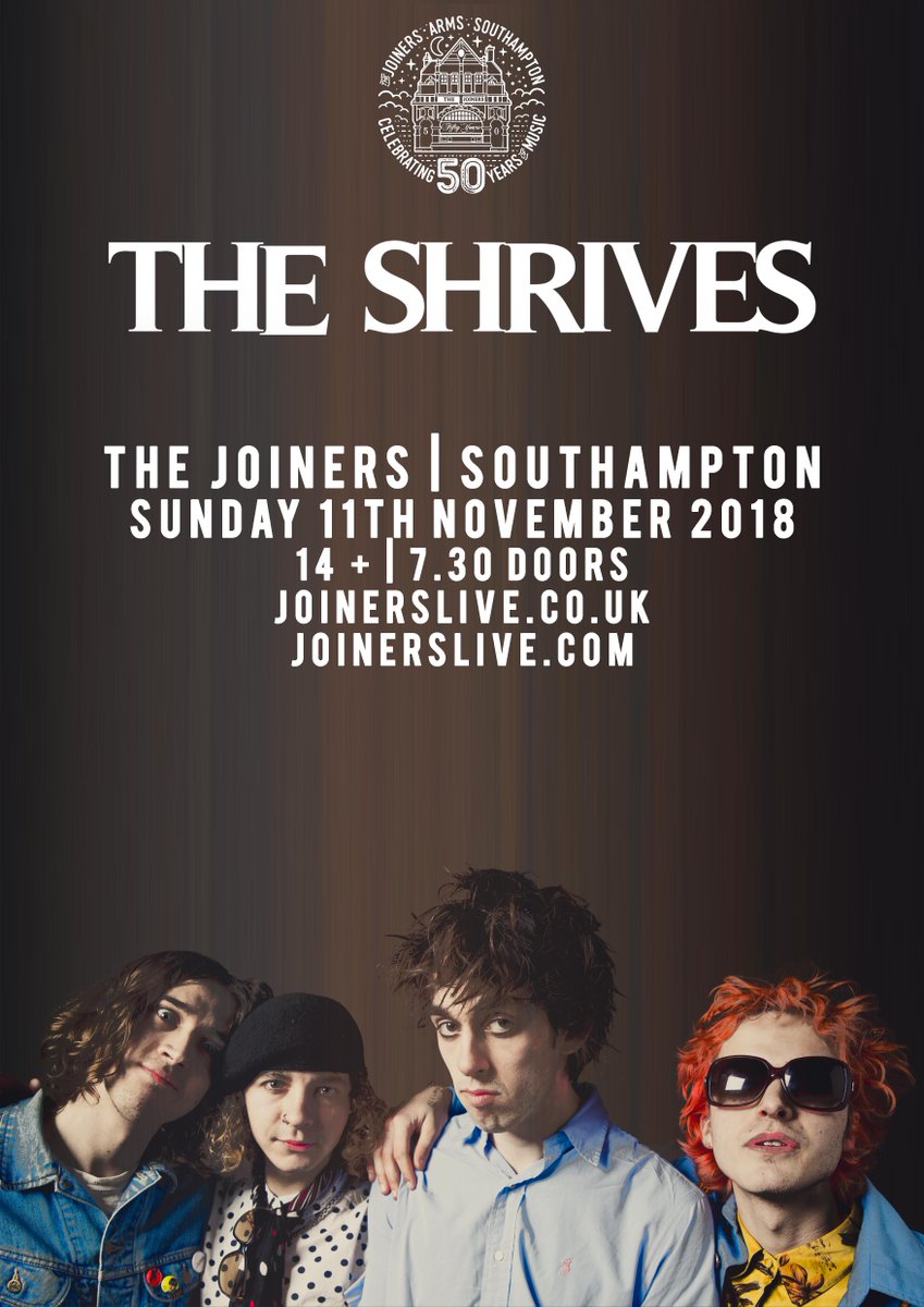 We're excited to announce that The Shrives (<a href="/GrocottMusic/">THE SHRIVES</a>) are making their venue debut! 

Excellent indie punk FFO The Vaccines and Sherlocks, produced by Billie Joe Armstrong!

Tix on sale now @ joiners.vticket.co.uk/product.php/13…