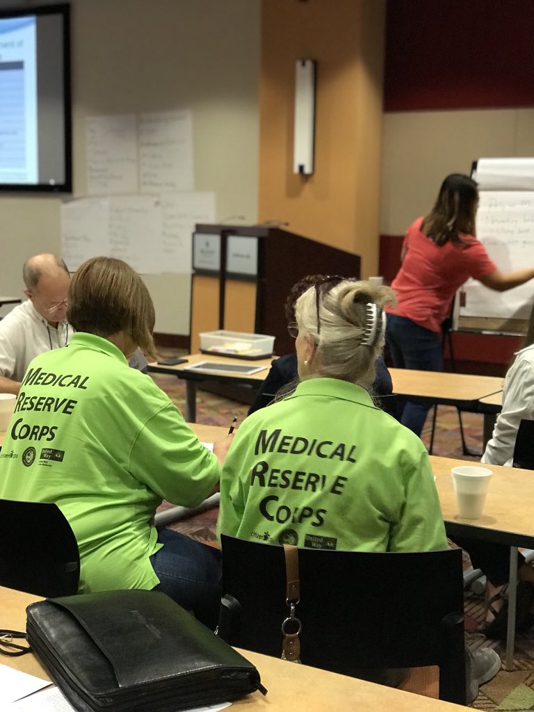 NE_CCP's tweet photo. Small groups discussing best practices for managing spontaneous volunteers in a disaster. #NECitCorps18 https://t.co/UyMmSIilEJ