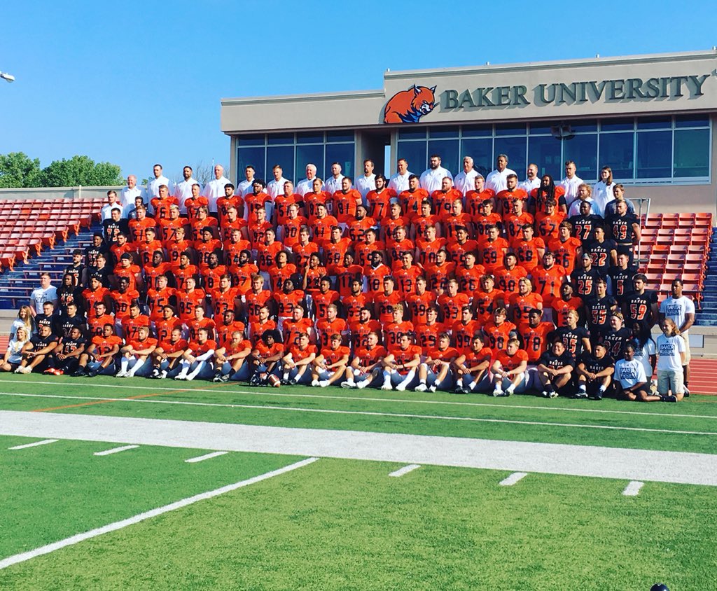 BakerAthletics's tweet photo. Your nationally ranked @BakerU_Football team! The Wildcats begin their quest for their fourth-straight @HeartSportsNews Championship on September 1 at William Penn! https://t.co/CsVGHMgnuv