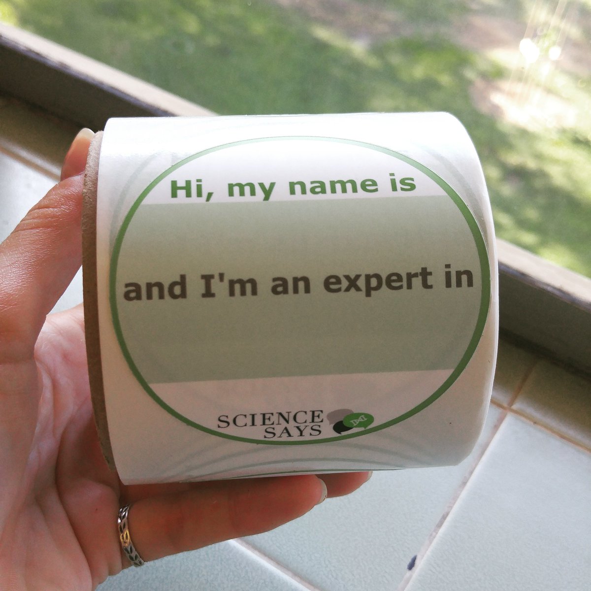 snalbers's tweet image. The @SciSays name tags from @stickermule just arrived and we can't wait to use them! #scicomm #stickermule #himynameis