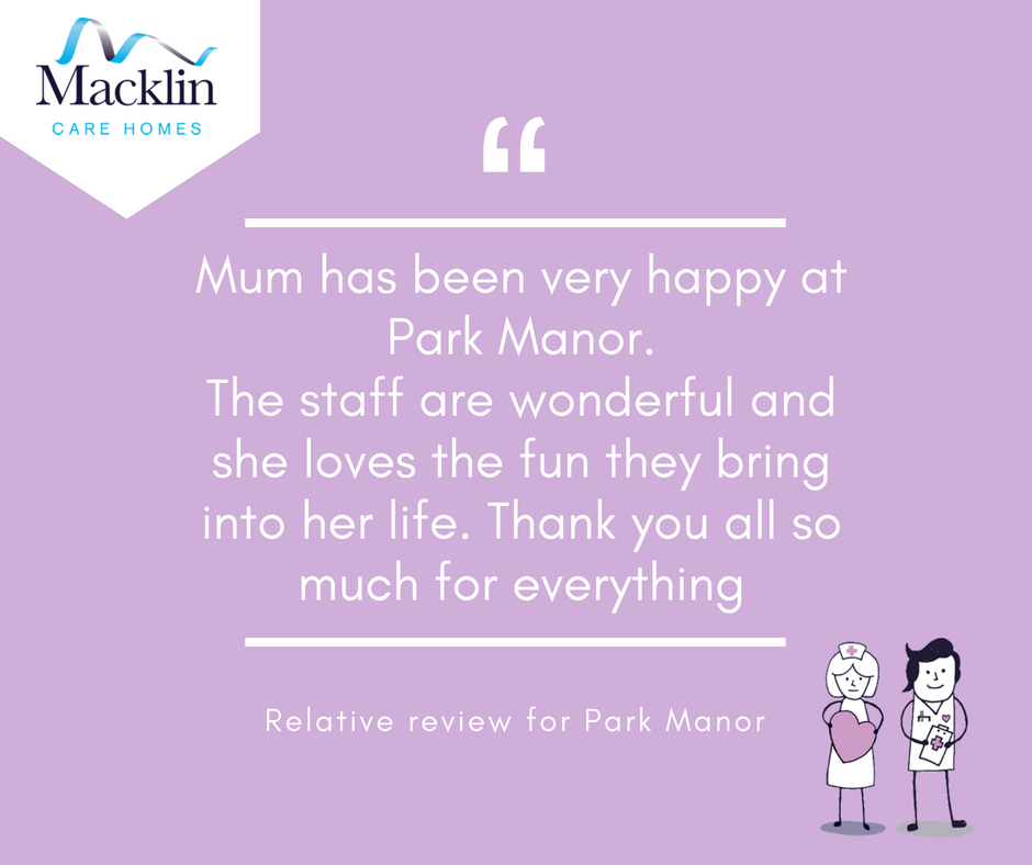 MacklinCareHome's tweet photo. ⭐Some fantastic feedback from our https://t.co/EvXXSZqylm page on Park Manor⭐
The team Park Manor certainly do bring a lot of fun into our residents lives 💜
#carehomenearme #nursinghome #dunmmurry #carehome https://t.co/F8R4ggsnqi
