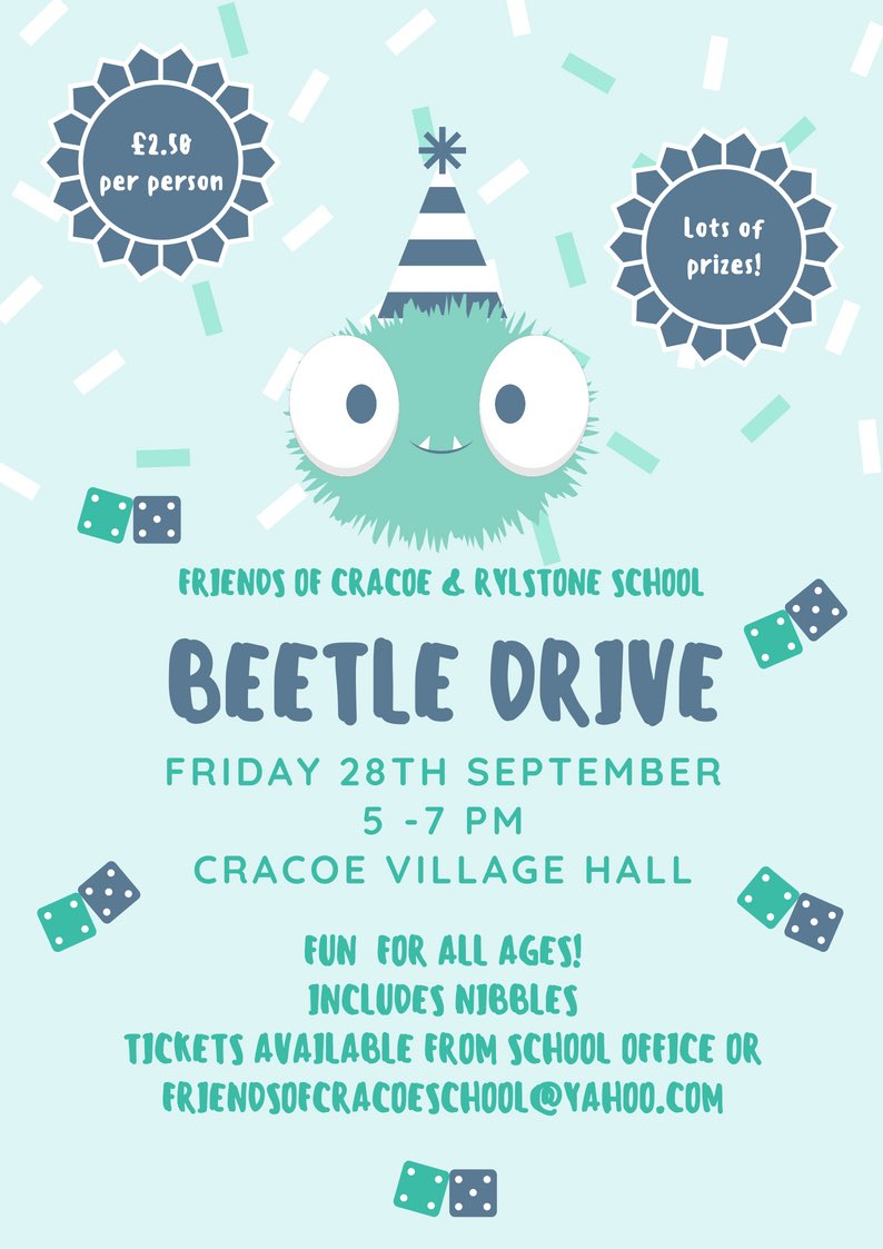 Join us for an evening of beetle fun! Lots of prizes to be won. £2.50 per person with nibbles. Tickets available now.