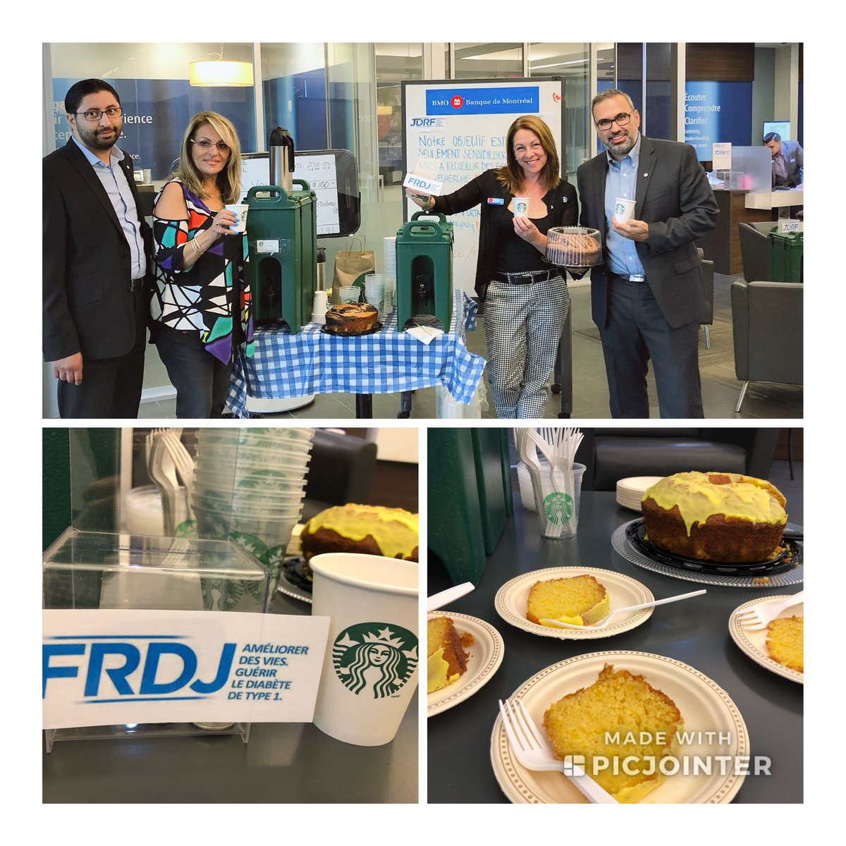 Luidianie's tweet photo. BMO DDO team ๐ would like to thank @StarbucksCanada for the coffee together we will not only raise ๐ฐbut awareness, come and enjoy โ๏ธ๐ฐfor a donation #ProudToWorkAtBMO #JDRF @frdjquebec #cupcakewar @KenDeMelo1 @ShadiKadi91 https://t.co/Yyvfq4zjYW