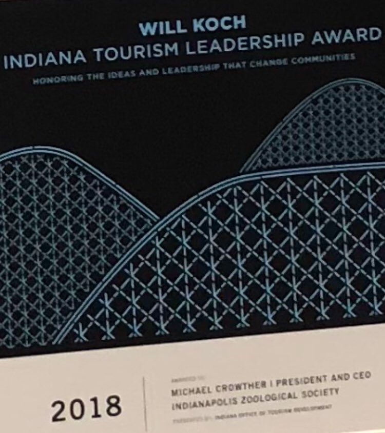 Congratulations to <a href="/IndianapolisZoo/">Indianapolis Zoo</a>’s Mike Crowther, this year’s recipient of the Will Koch Tourism Leadership Award!