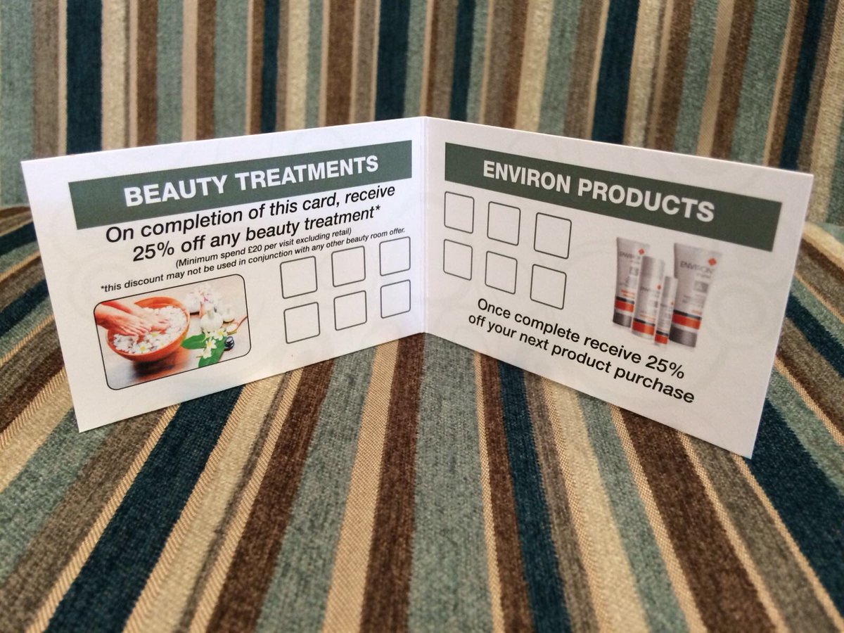 🌟New Beauty Room Loyalty Card🌟

We’re excited to share our new loyalty card with you which includes offers on both treatments and <a href="/EnvironUK/">Environ UK & Ireland</a> product purchases. 

#beauty #treatments #skincare #offers #loyaltycard