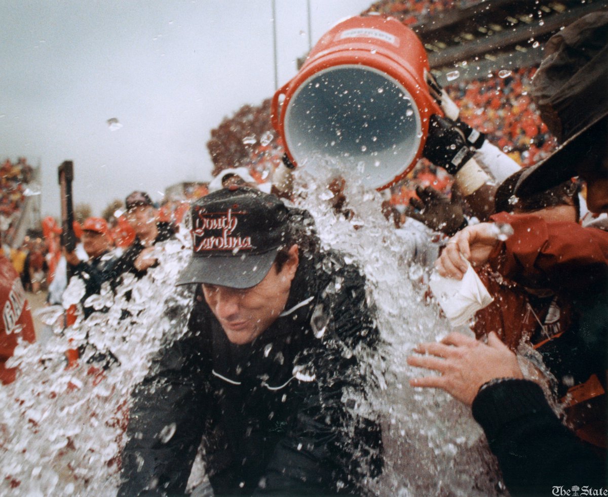 thestatevintage's tweet photo. South Carolina head coach Sparky Woods is showered with ice water to celebrate the victory over Clemson on November, 21, 1992. USC won 24-13. (@thestate/@timdominickSC)

@gogamecocks @GamecockFB https://t.co/xB0CPcwt4S