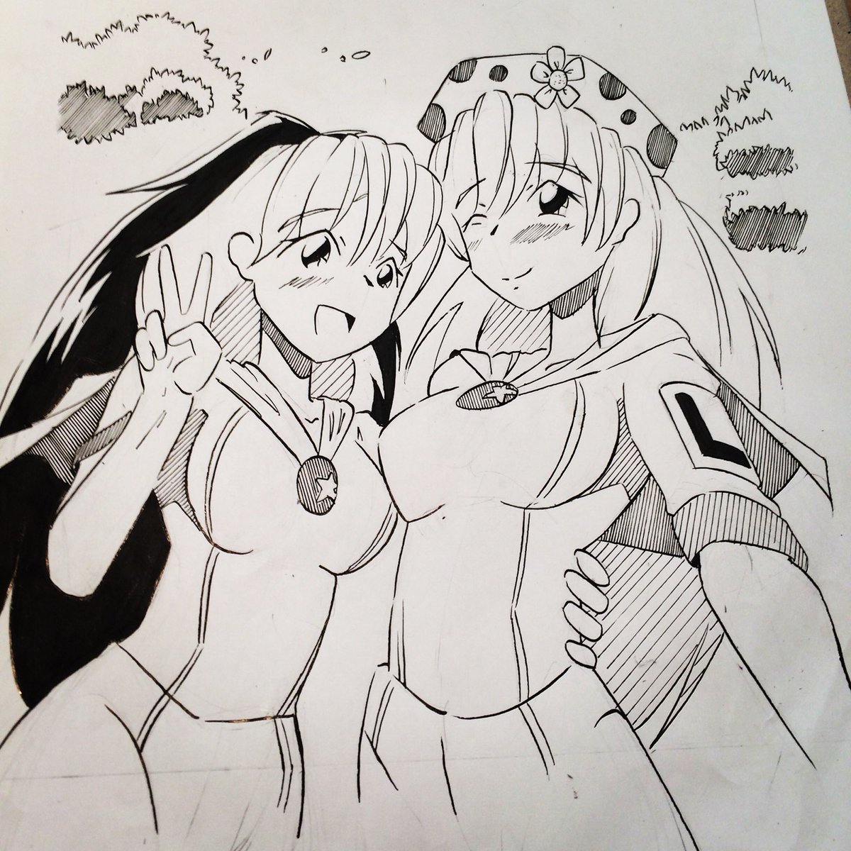 rawrtacular's tweet photo. Finished inking this «photo» og Eclair & Bareen as cadets. Also nearly finished inking the last page of this chapter :) #mangaart #eclair #barnbrack #coffee #space #spacegirl #manga #mangagirl #cadet https://t.co/NcWtIfDbtb