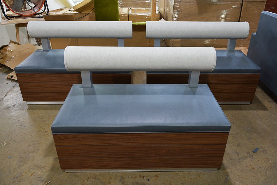 MaxsunGroup's tweet image. A lot of neat seating options coming to Cafe Bark including booths with back rolls, couches, and even seats for your pets (not pictured) #booth #banquette