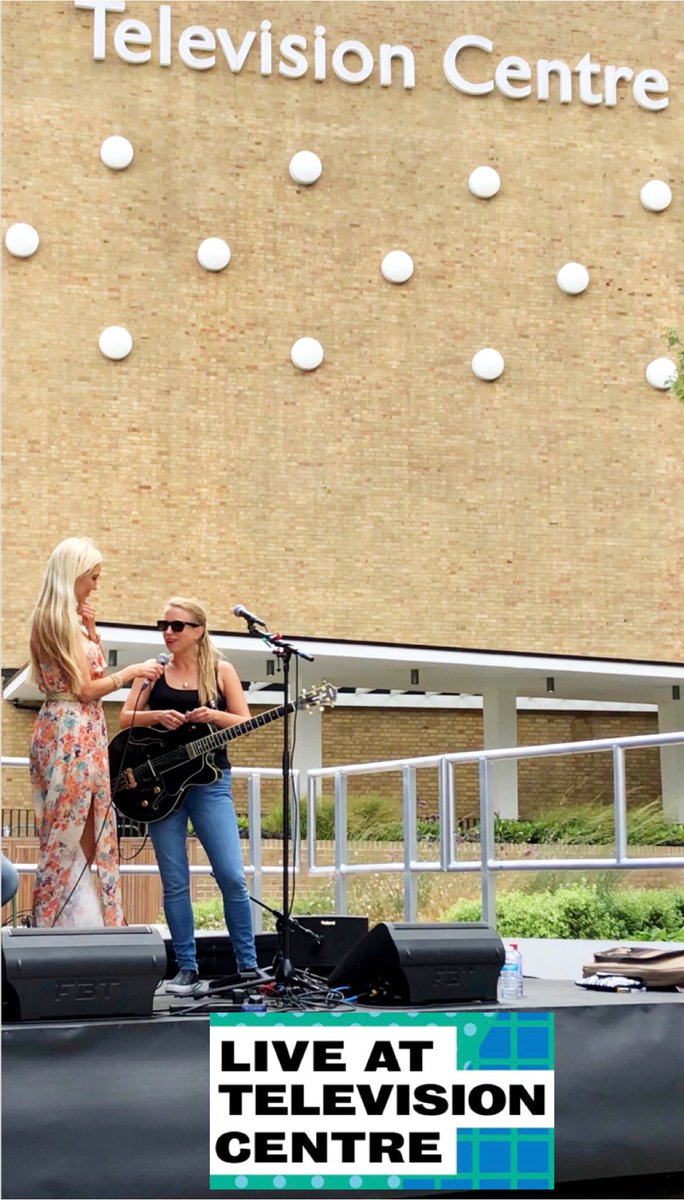 presenterhayley's tweet photo. Best job each Friday, on Stage Presenting ‘Live at Television Centre’ - Home of BBC, ITV&amp;SKY 🔥 Interviewing the lovely Jenny from @weghosts - just fabulous!
With thanks to @apricot for my dress 
#LiveatTVC #livemusic #thisistvc #presenter #tmamanagement #weghosts #livebands https://t.co/8zLSph1tcL