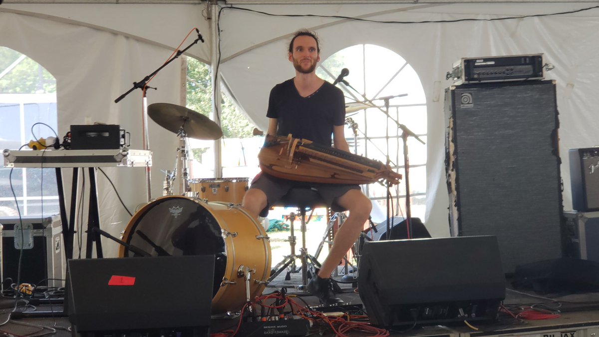YoderReports's tweet image. Anyone who wasn&apos;t just in the Cultural Tent of the @folksongsociety undoubtedly missed probably one of the most unique shows I&apos;ve ever seen here. Guilhem Desq, &quot;the Jimi Hendrix of the #HurdyGurdy,&quot; just ripped it up. Truly  amazing.  #pff18