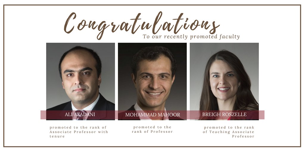 RitchieSchool's tweet photo. Congratulations are in order! Our Ritchie School faculty members continue to demonstrate excellence and commitment to our school and our students. Congrats to our recently promoted faculty! #DUengineering #ForwardFaster https://t.co/2yREYwNNmu